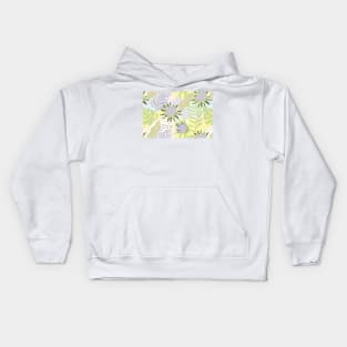 Violet, pink, green, light blue and yellow floral design Kids Hoodie